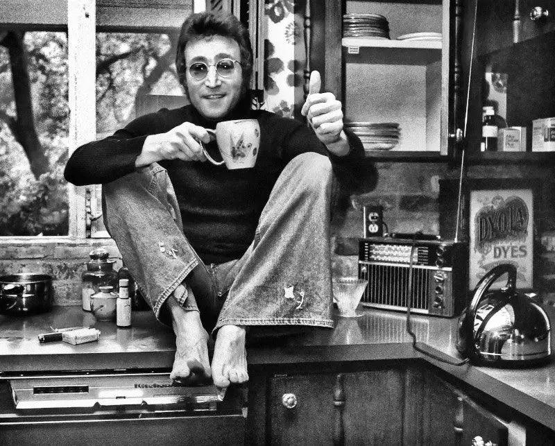 John Lennon Drinking Tea,  Beverly Hills 1973, Michael Brennan